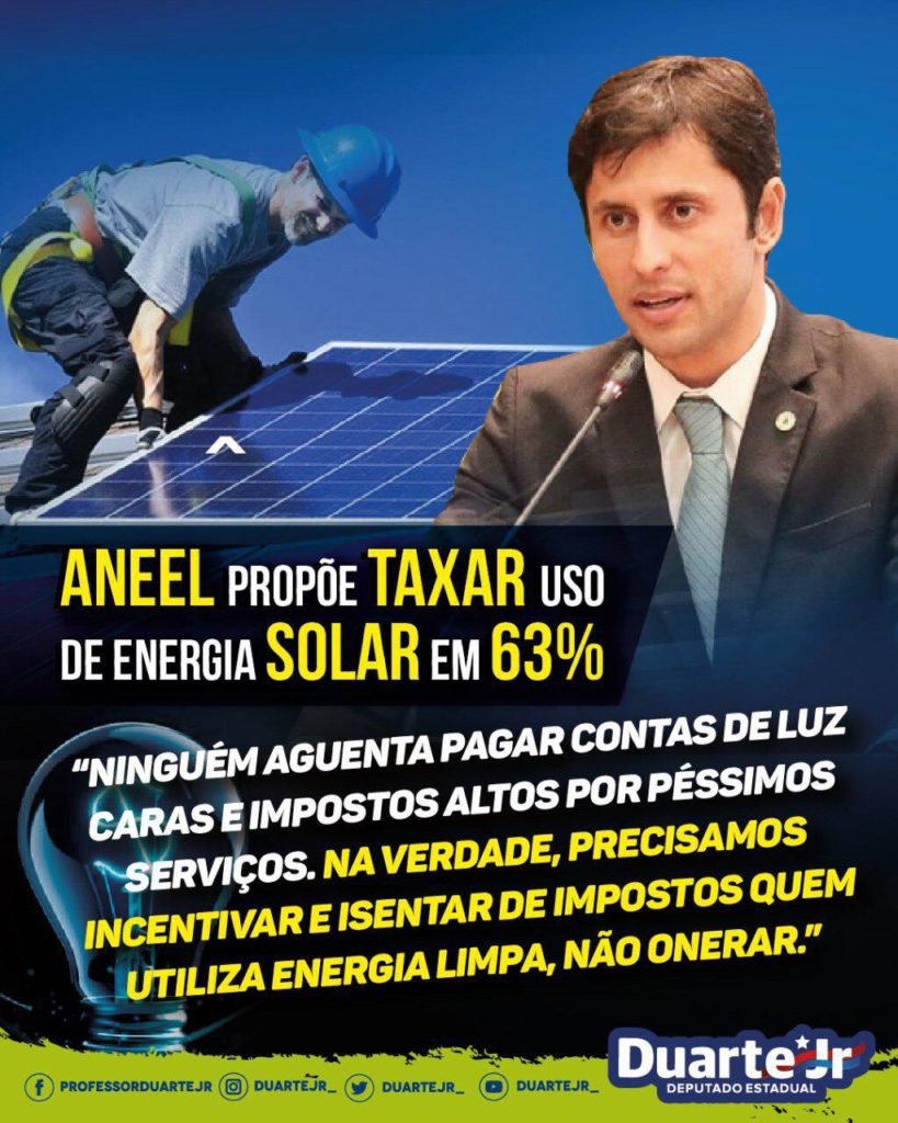 Taxação de energia solar Duarte Jr anunciou medidas contra a proposta da Aneel