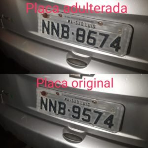 Criminosos modificaram a placa do veículo