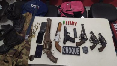 6 armas e muita munição apreendida