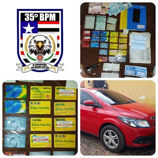 Cartões de beneficiários de programa social, apreendido pela polícia