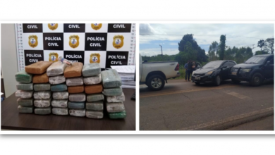 Grande quantidade de maconha e o veículo que foi interceptado