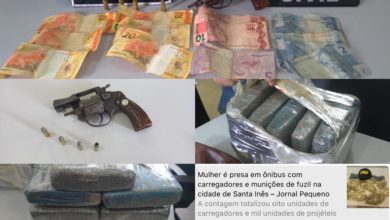 Material apreendido com a suspeita