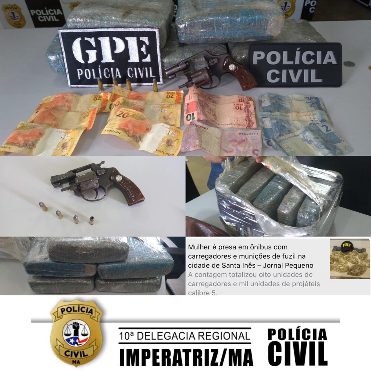 Material apreendido com a suspeita