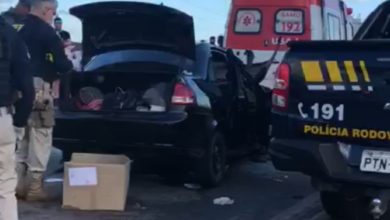 PRF, Samu e Corpo de Bombeiros atendendo a ocorrência