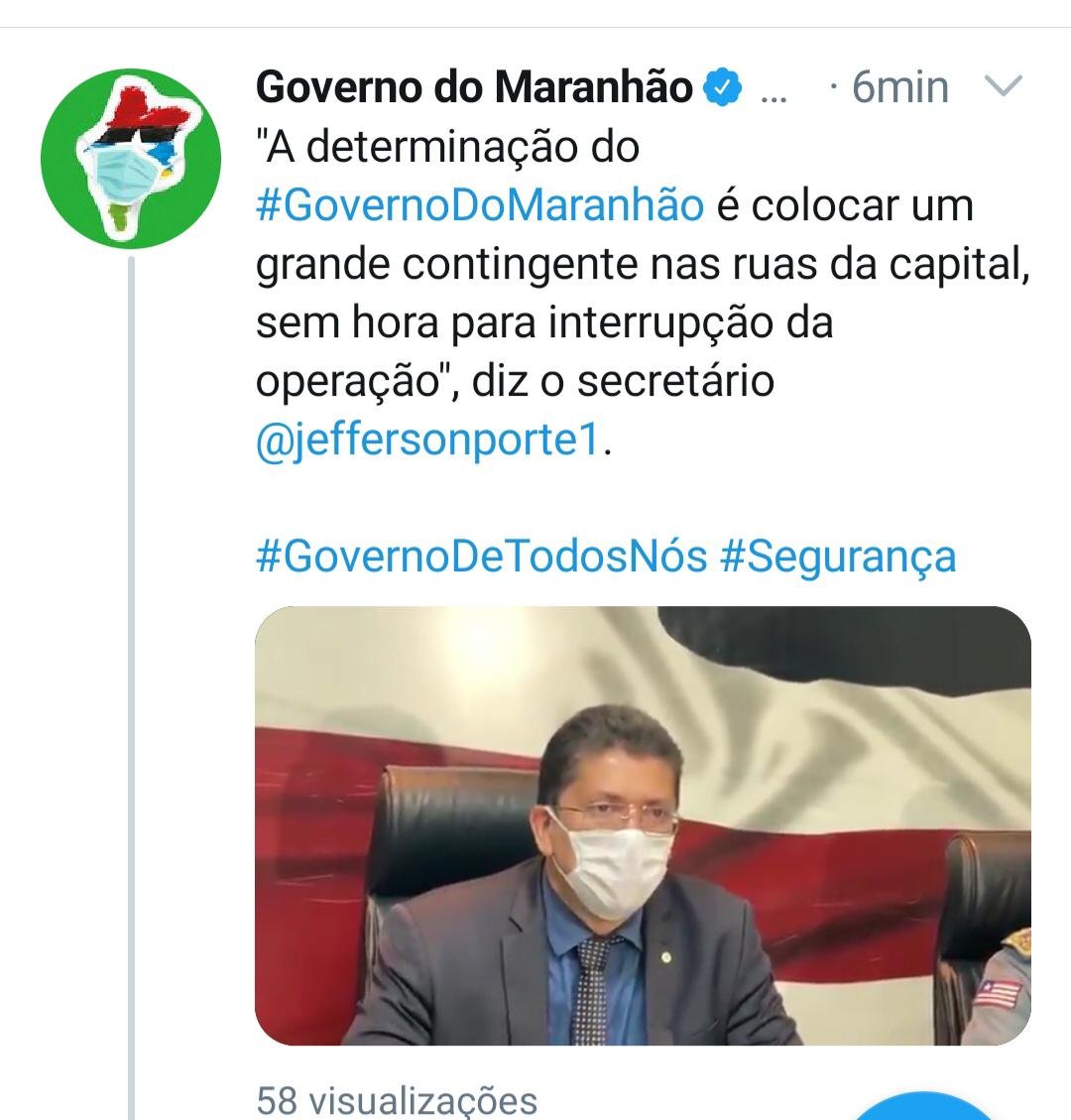 Governo do Maranhão retuitou postagem, do Secretário