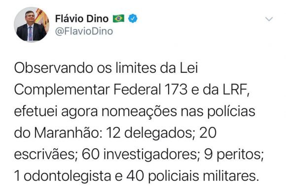 No Twiteer o Governador anunciou as medidas