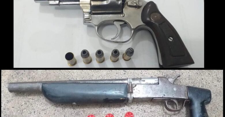 Armas apreendidas com o suspeitos em Imperatriz