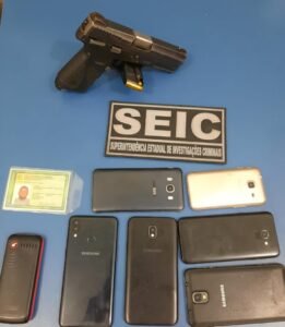 Objetos que estavam em posse do assaltante