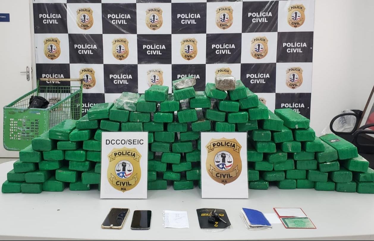 Aproximadamente 110 kg de maconha que chegava em São Luís