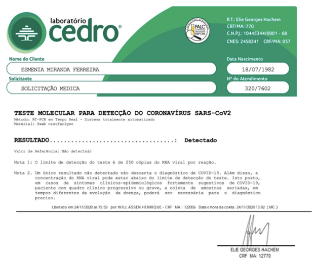 Exame de Esmênia Miranda