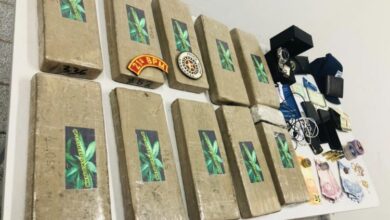 Maconha apreendida pela PM na barreira da Estiva