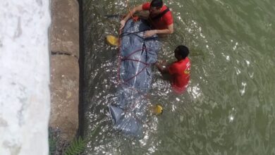 Corpo sendo retirado do mar