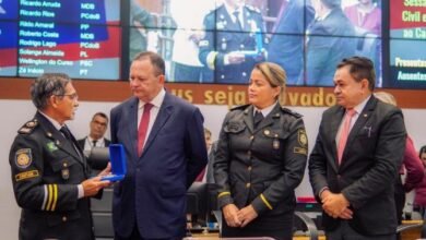 Governador Brandão, deputada Mical, deputado Antônio Pereira e pastor José Ribamar, durante a solenidade